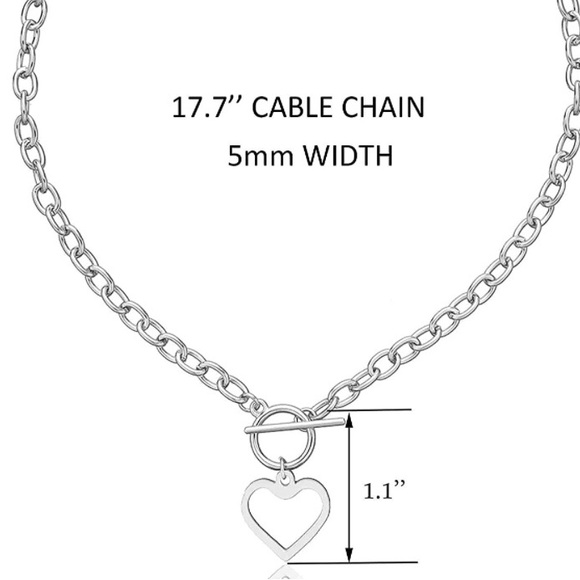 Silver Heart Pendant Choker Necklace - Picture 5 of 6